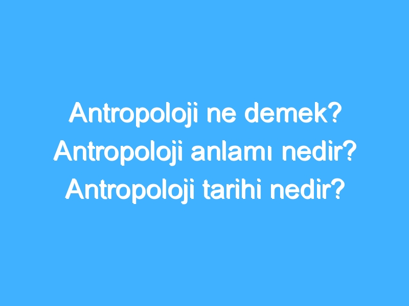 Antropoloji ne demek? Antropoloji anlamı nedir? Antropoloji tarihi nedir?