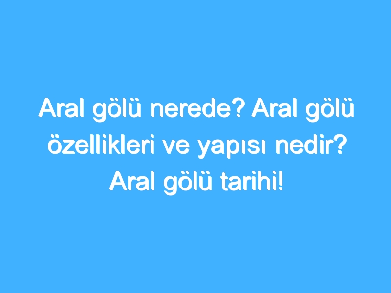 Aral gölü nerede? Aral gölü özellikleri ve yapısı nedir? Aral gölü tarihi!