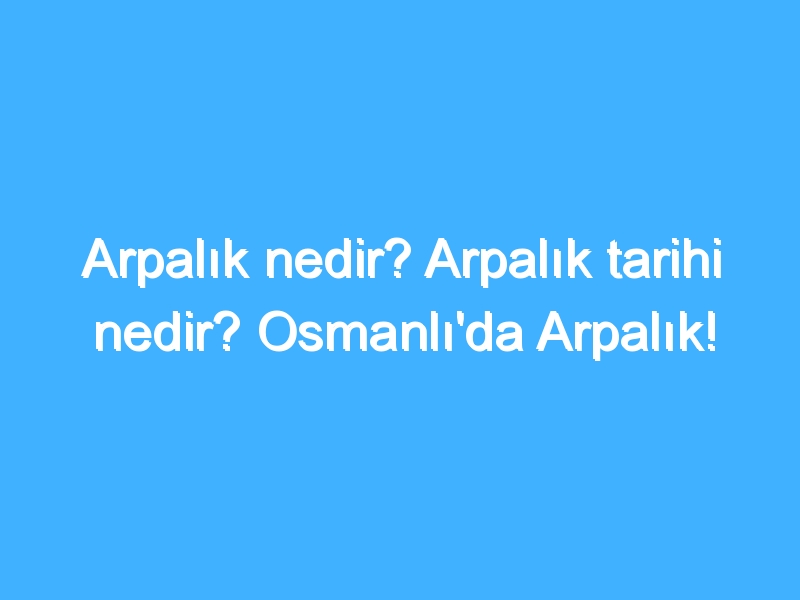 Arpalık nedir? Arpalık tarihi nedir? Osmanlı'da Arpalık!