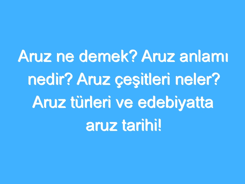 Aruz ne demek? Aruz anlamı nedir? Aruz çeşitleri neler? Aruz türleri ve edebiyatta aruz tarihi!