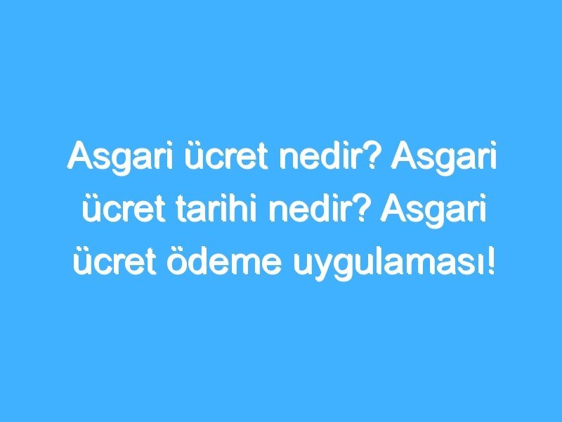 Asgari ücret nedir? Asgari ücret tarihi nedir? Asgari ücret ödeme uygulaması!