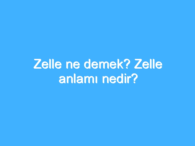 Zelle ne demek? Zelle anlamı nedir?