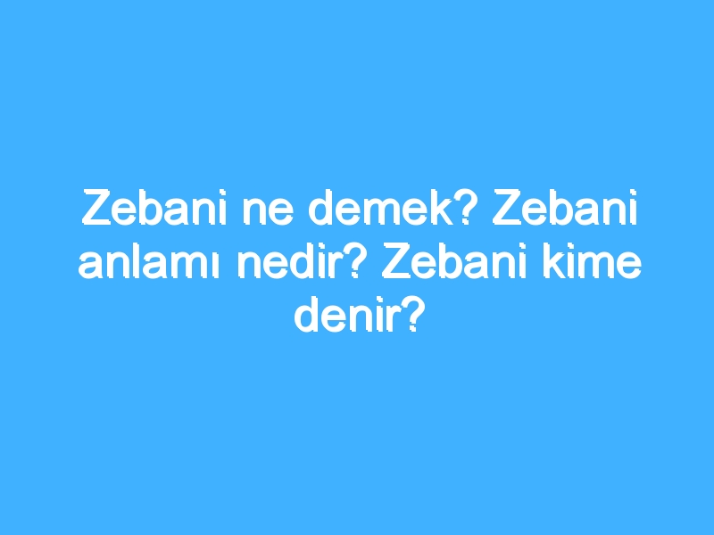 Zebani ne demek? Zebani anlamı nedir? Zebani kime denir?