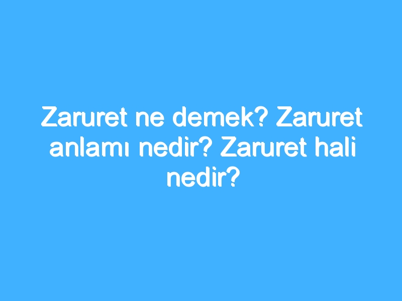 Zaruret ne demek? Zaruret anlamı nedir? Zaruret hali nedir?