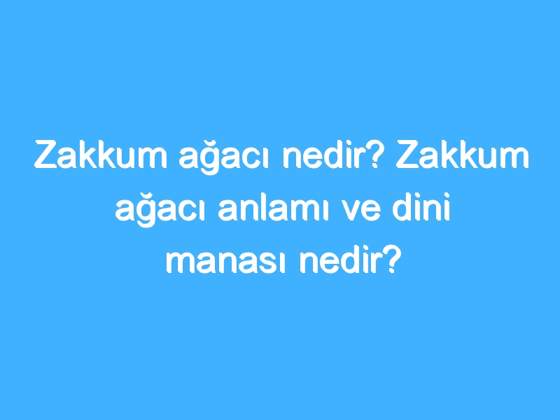 Zakkum ağacı nedir? Zakkum ağacı anlamı ve dini manası nedir?