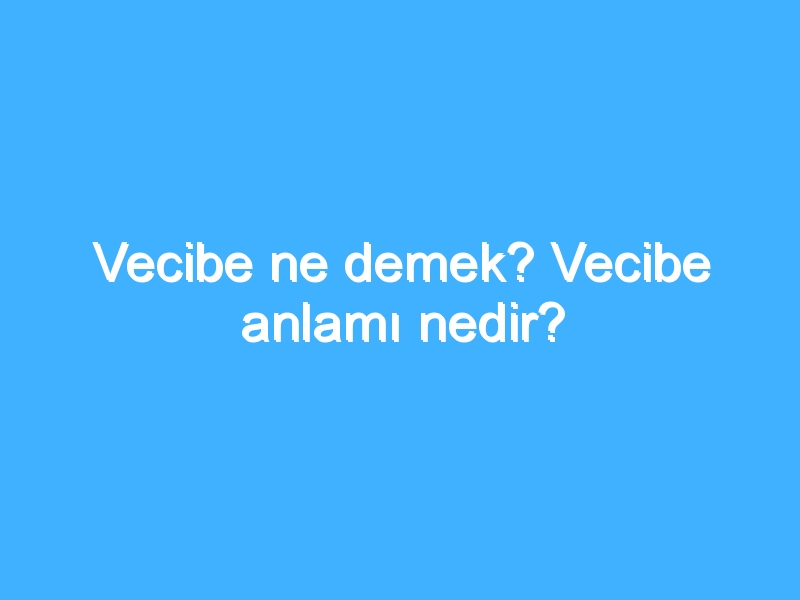 Vecibe ne demek? Vecibe anlamı nedir?