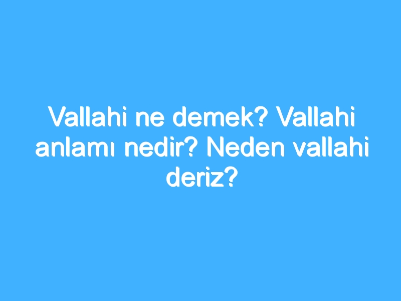 Vallahi ne demek? Vallahi anlamı nedir? Neden vallahi deriz?