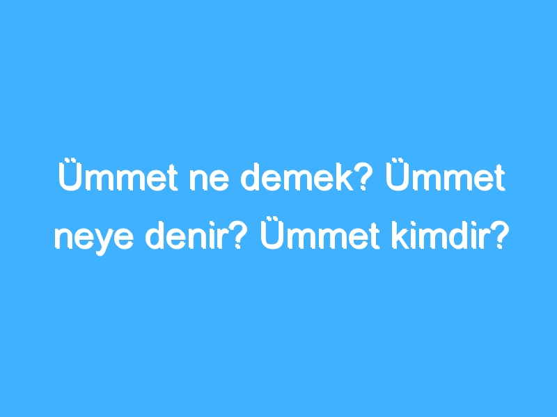 Ümmet ne demek? Ümmet neye denir? Ümmet kimdir?