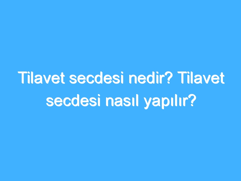 Tilavet secdesi nedir? Tilavet secdesi nasıl yapılır?