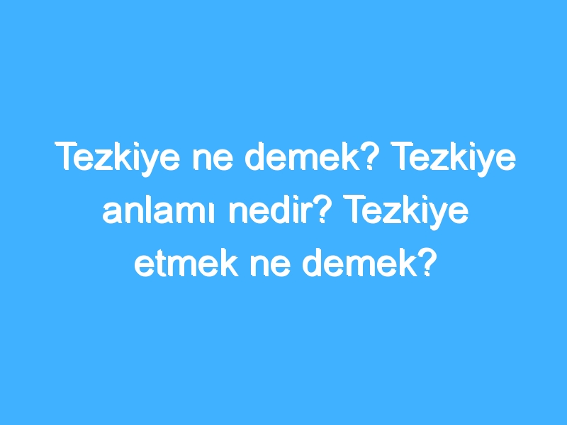 Tezkiye ne demek? Tezkiye anlamı nedir? Tezkiye etmek ne demek?