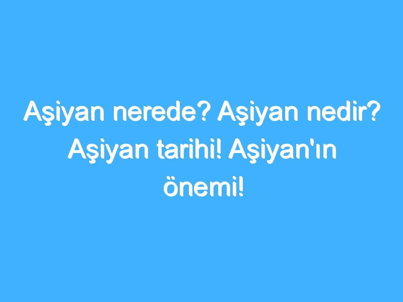 Aşiyan nerede? Aşiyan nedir? Aşiyan tarihi! Aşiyan'ın önemi!