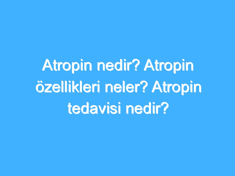 Atropin nedir? Atropin özellikleri neler? Atropin tedavisi nedir?