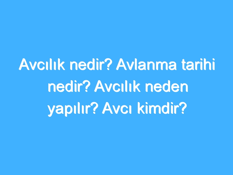 Avcılık nedir? Avlanma tarihi nedir? Avcılık neden yapılır? Avcı kimdir?