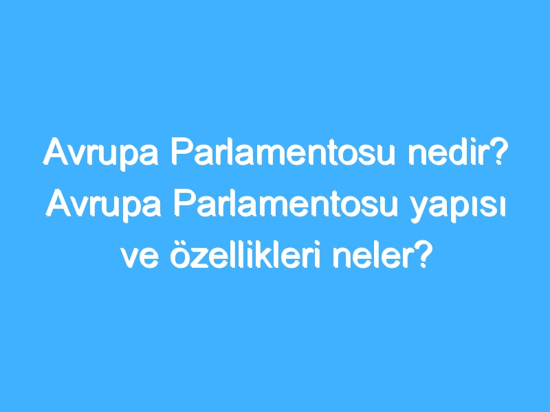 Avrupa Parlamentosu nedir? Avrupa Parlamentosu yapısı ve özellikleri neler?