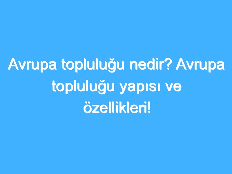 Avrupa topluluğu nedir? Avrupa topluluğu yapısı ve özellikleri!