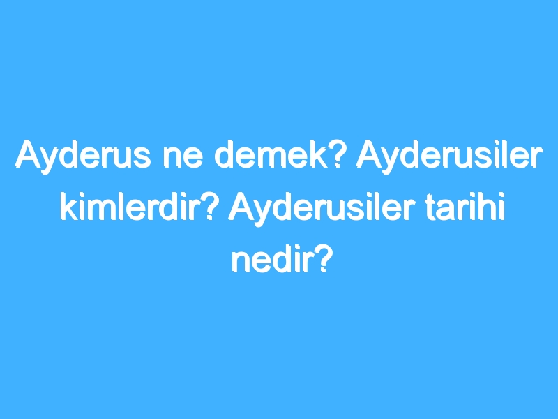 Ayderus ne demek? Ayderusiler kimlerdir? Ayderusiler tarihi nedir?