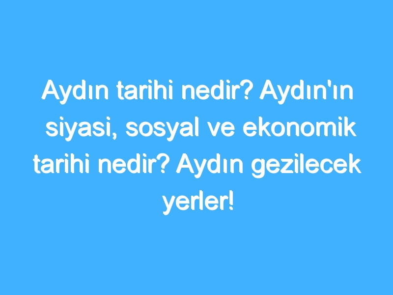 Aydın tarihi nedir? Aydın'ın siyasi, sosyal ve ekonomik tarihi nedir? Aydın gezilecek yerler!