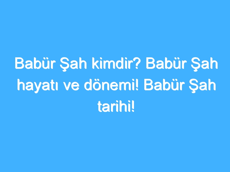 Babür Şah kimdir? Babür Şah hayatı ve dönemi! Babür Şah tarihi!