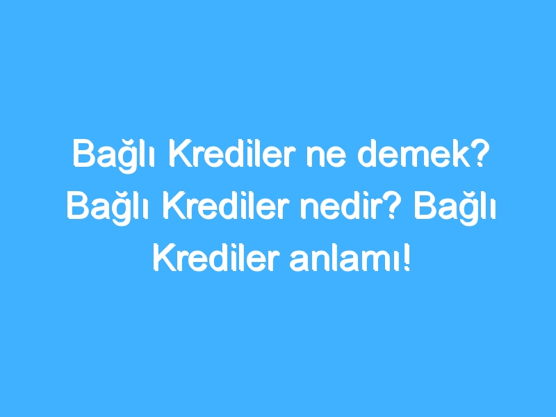 Bağlı Krediler ne demek? Bağlı Krediler nedir? Bağlı Krediler anlamı!