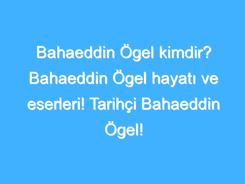 Bahaeddin Ögel kimdir? Bahaeddin Ögel hayatı ve eserleri! Tarihçi Bahaeddin Ögel!