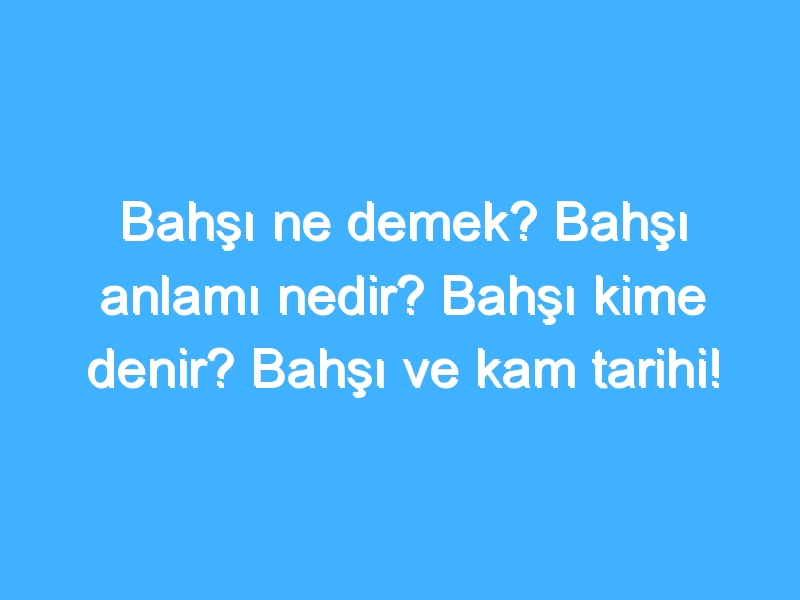 Bahşı ne demek? Bahşı anlamı nedir? Bahşı kime denir? Bahşı ve kam tarihi!