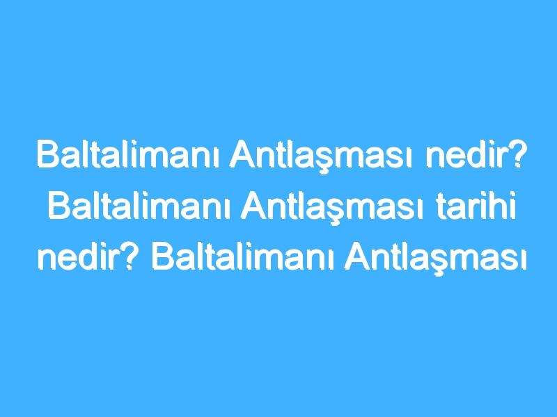 Baltalimanı Antlaşması nedir? Baltalimanı Antlaşması tarihi nedir? Baltalimanı Antlaşması maddeleri!