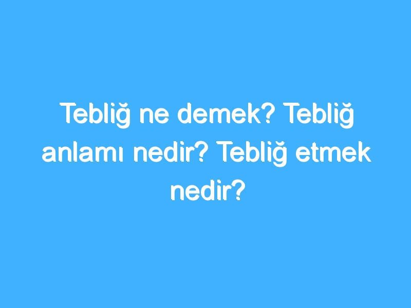 Tebliğ ne demek? Tebliğ anlamı nedir? Tebliğ etmek nedir?