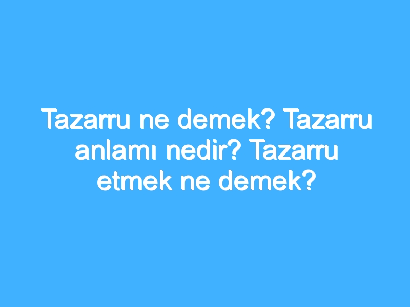 Tazarru ne demek? Tazarru anlamı nedir? Tazarru etmek ne demek?