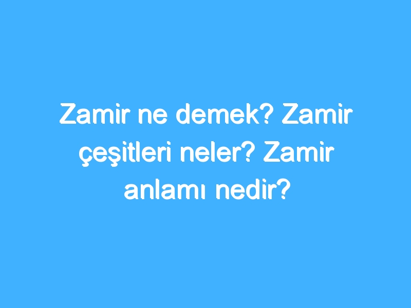 Zamir ne demek? Zamir çeşitleri neler? Zamir anlamı nedir?