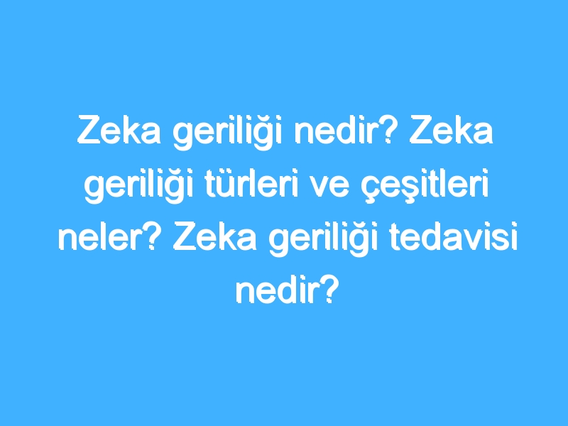 Zeka geriliği nedir? Zeka geriliği türleri ve çeşitleri neler? Zeka geriliği tedavisi nedir?