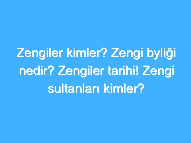 Zengiler kimler? Zengi byliği nedir? Zengiler tarihi! Zengi sultanları kimler?