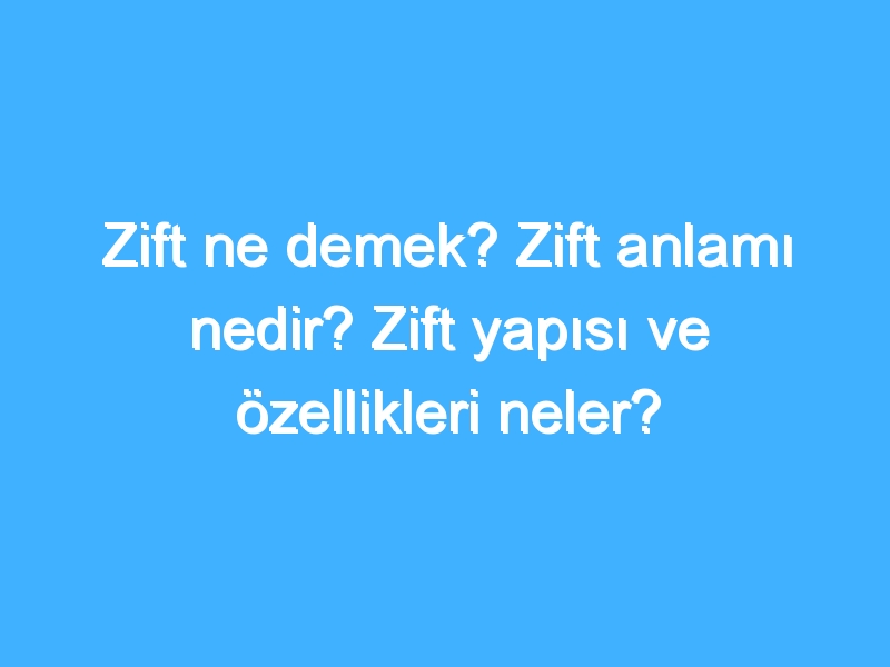 Zift ne demek? Zift anlamı nedir? Zift yapısı ve özellikleri neler?