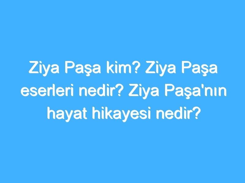 Ziya Paşa kim? Ziya Paşa eserleri nedir? Ziya Paşa'nın hayat hikayesi nedir?