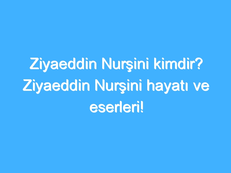 Ziyaeddin Nurşini kimdir? Ziyaeddin Nurşini hayatı ve eserleri!