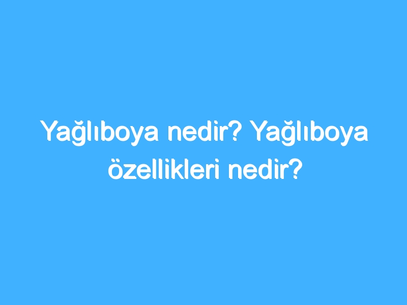 Yağlıboya nedir? Yağlıboya özellikleri nedir?