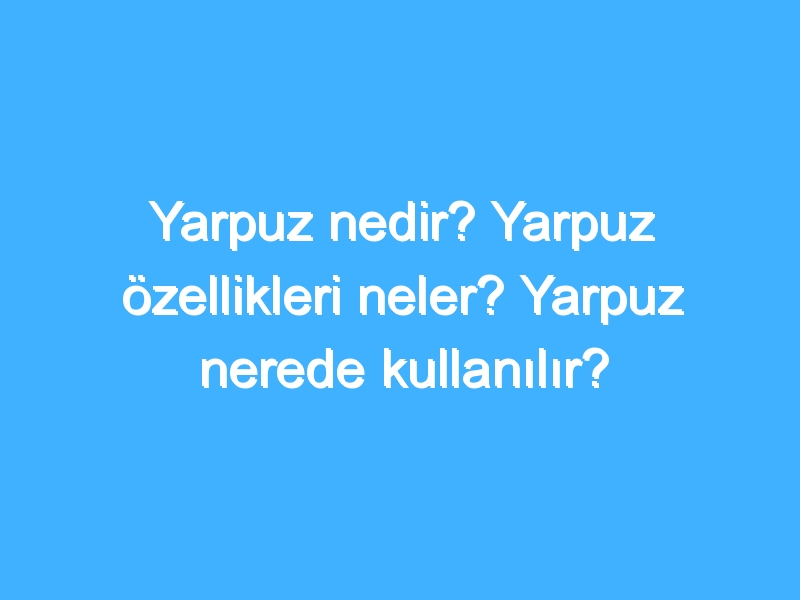 Yarpuz nedir? Yarpuz özellikleri neler? Yarpuz nerede kullanılır?