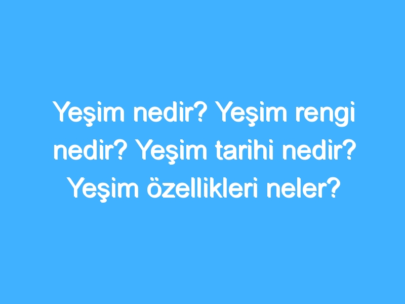 Yeşim nedir? Yeşim rengi nedir? Yeşim tarihi nedir? Yeşim özellikleri neler?