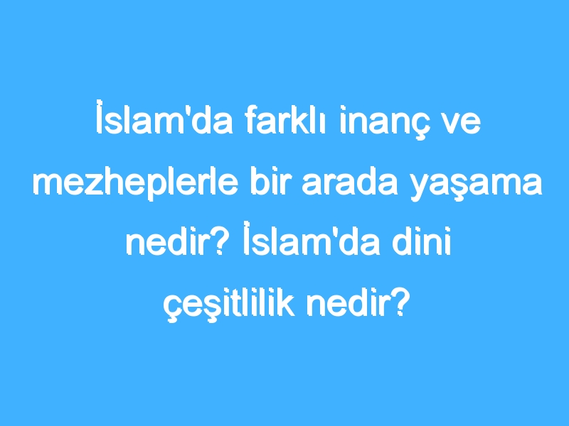 İslam'da farklı inanç ve mezheplerle bir arada yaşama nedir? İslam'da dini çeşitlilik nedir?