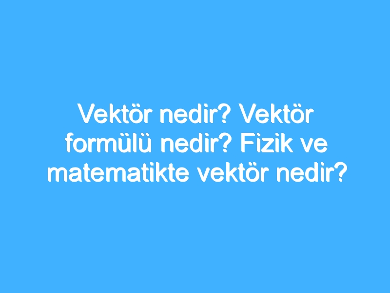 Vektör nedir? Vektör formülü nedir? Fizik ve matematikte vektör nedir?