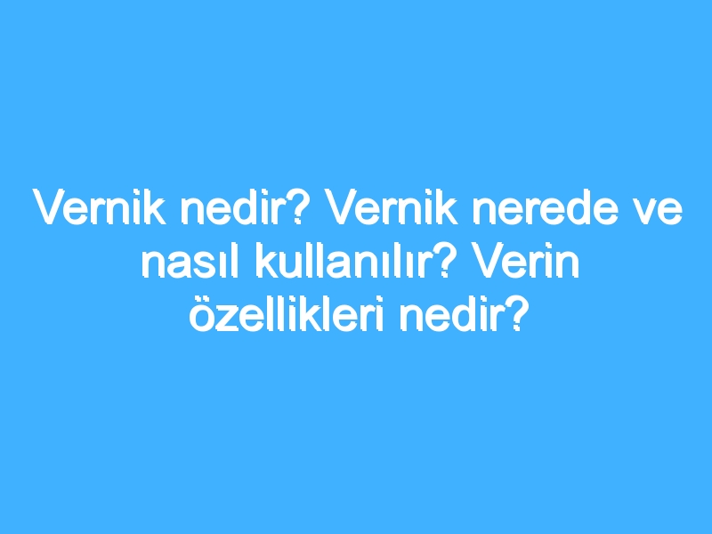 Vernik nedir? Vernik nerede ve nasıl kullanılır? Verin özellikleri nedir?