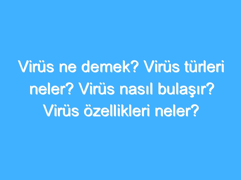 Virüs ne demek? Virüs türleri neler? Virüs nasıl bulaşır? Virüs özellikleri neler?