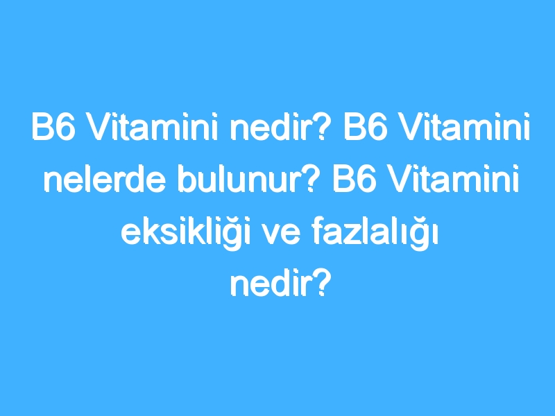 B6 Vitamini nedir? B6 Vitamini nelerde bulunur? B6 Vitamini eksikliği ve fazlalığı nedir?