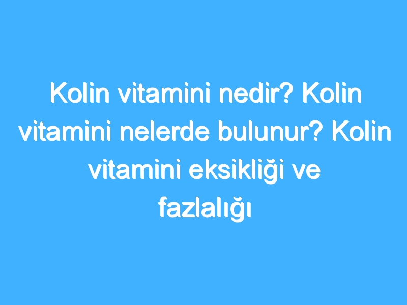 Kolin vitamini nedir? Kolin vitamini nelerde bulunur? Kolin vitamini eksikliği ve fazlalığı nedir?