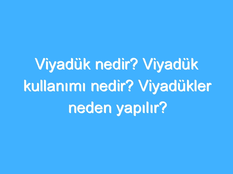 Viyadük nedir? Viyadük kullanımı nedir? Viyadükler neden yapılır?