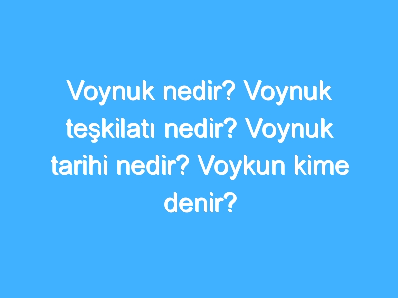 Voynuk nedir? Voynuk teşkilatı nedir? Voynuk tarihi nedir? Voykun kime denir?