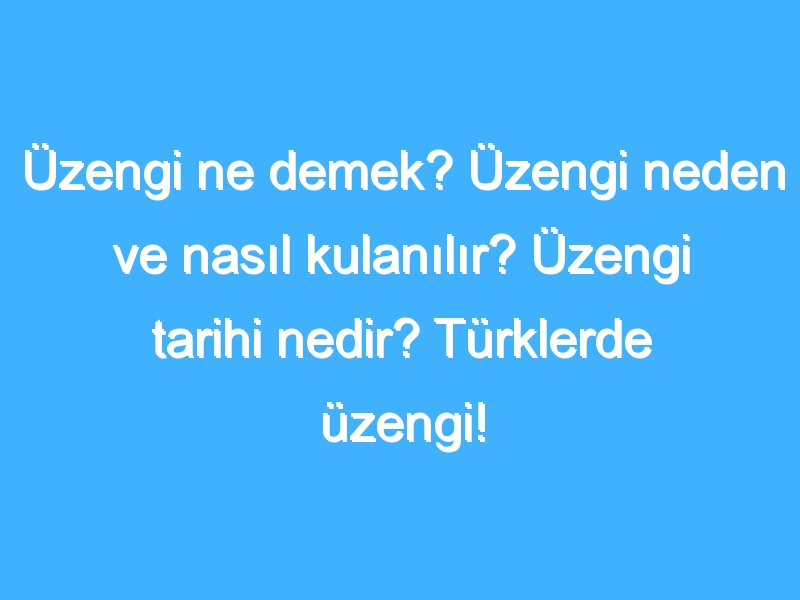 Üzengi ne demek? Üzengi neden ve nasıl kulanılır? Üzengi tarihi nedir? Türklerde üzengi!