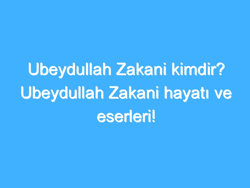 Ubeydullah Zakani kimdir? Ubeydullah Zakani hayatı ve eserleri!