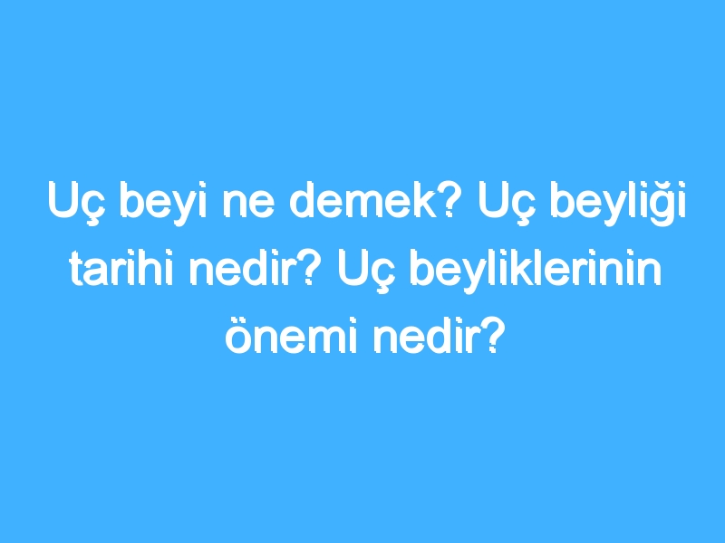 Uç beyi ne demek? Uç beyliği tarihi nedir? Uç beyliklerinin önemi nedir?