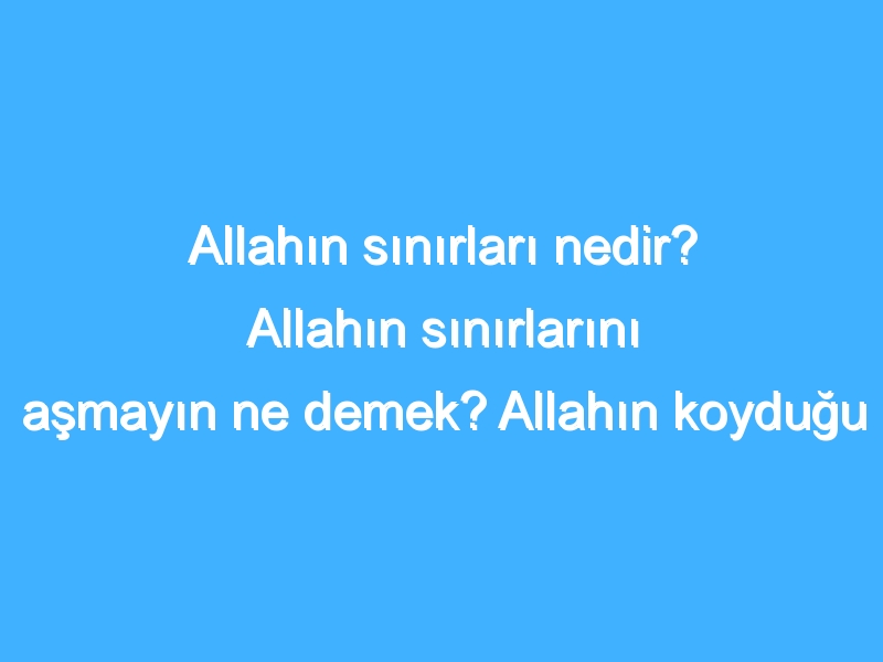 Allahın sınırları nedir? Allahın sınırlarını aşmayın ne demek? Allahın koyduğu sınırlar neler?