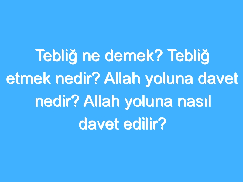 Tebliğ ne demek? Tebliğ etmek nedir? Allah yoluna davet nedir? Allah yoluna nasıl davet edilir?